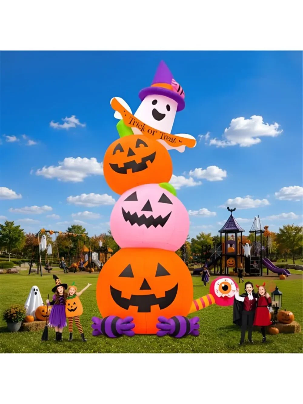 20FT Tall Halloween Inflatables Pumpkin Ghost